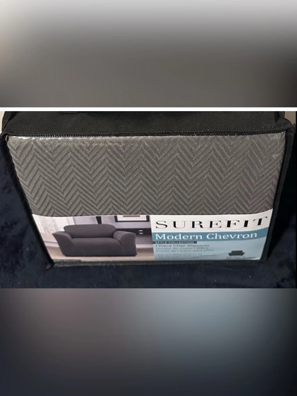 Surefit Modern Chevron 1 Piece Gray Chair Slipcover~NEW!